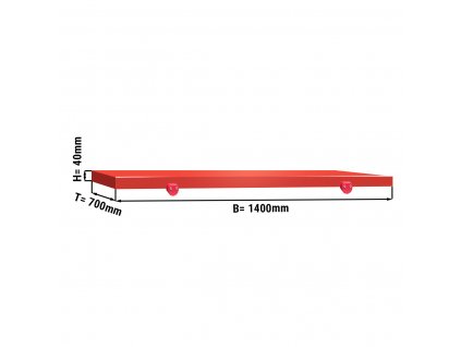 Cutting board for work table - 1400x700mm - HACCP compliant - Red