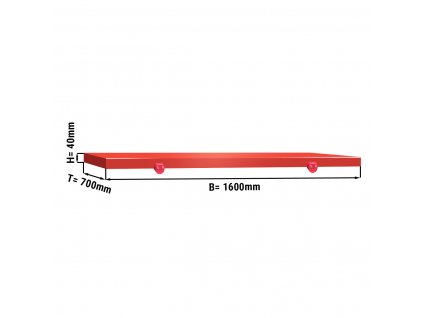 Cutting board for work table - 1600x700mm - HACCP compliant - Red