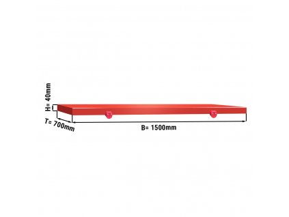 Cutting board for work table - 1500x700mm - HACCP compliant - Red
