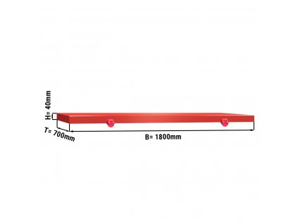 Cutting board for work table - 1800x700mm - HACCP compliant - Red