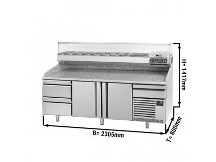 Chladicí stůl na pizzu (EN) - se 2 dveřmi & 2 neutrálními šuplíky 1/2