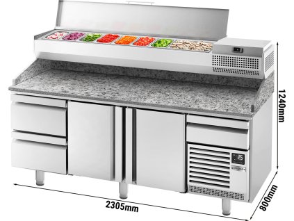 Chladicí stůl na pizzu (EN) - se 2 dveřmi a 2 neutrálními šuplíky 1/2