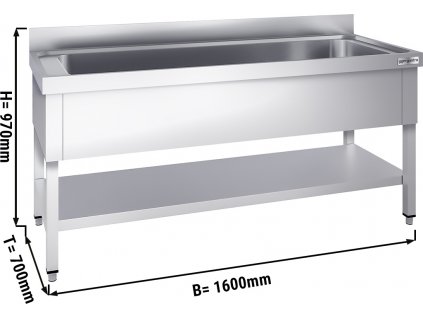 Mycí stůl Premium - 1600x700mm - se spodní policí a 1 dřezem