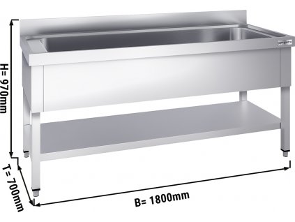 Mycí stůl Premium - 1800x700mm - se spodní policí a 1 dřezem