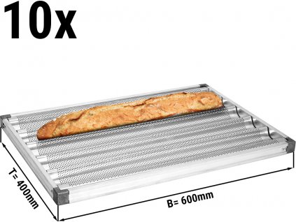 (10 ks) Tác na bagety - hliníkový - 400x600 mm - 5 forem