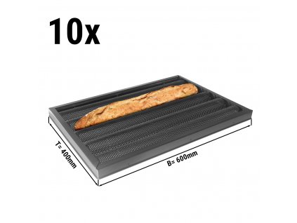 (10 ks) Tác na bagety - hliníkový - 400x600 mm - 5 forem