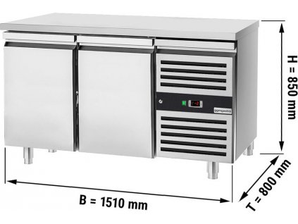 Pekařský chladící stůl PREMIUM - 1,5 x 0,8 m - se 2 dveřmi