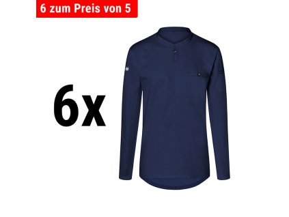 (6 kusů) Karlowsky - Pánská pracovní košile s dlouhým rukávem Performance - Tmavě modrá - Velikost: XL