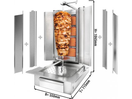 Kebab gril - 4 hořáky - max. 60 kg - vč. ochranný list