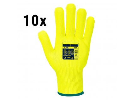 (10 párů) Rukavice odolné proti proříznutí Pro Cut - Žluté - Velikost: XL