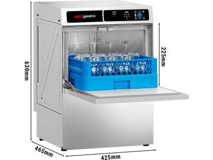 Myčka skla 3,30 kW - dotyková - s čerpadlem mycího prostředku, oplachovým čerpadlem a vypouštěcím čerpadlem