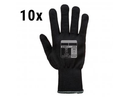(10 párů) Rukavice s PVC nohou - černá/červená - velikost: XS