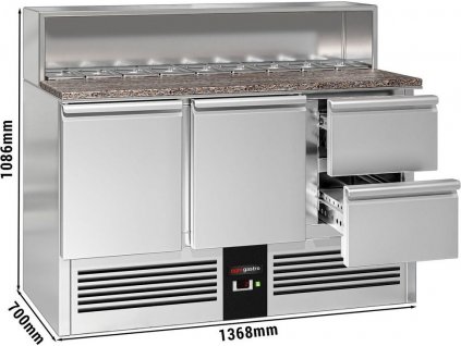 Saladette Premium - 1368mm - 2 doors & 2 drawers - for 8x GN 1/6 - stainless steel top