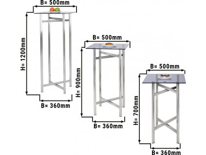 (3 kusy) Sada bočních / konferenčních stolků - skládací výška - 70, 90 a 120 cm