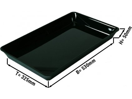 Obdélníková prezentační nádoba GN 1/1 - černá - bez BPA - 530 x 325 x 50 mm | Nádoba na maso | Prezentační nádoba| Nádoba na pokrmy | Mísa | Přípravná nádoba