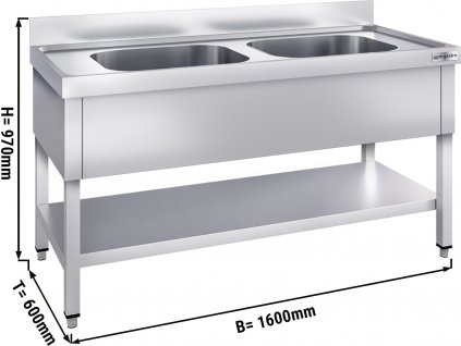 Sink unit with floor base 1,6 m - 2 sink in center L 50 x B 40 x T 25 cm