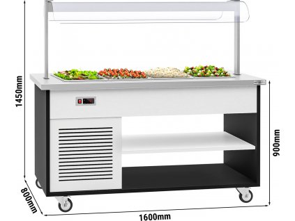 Bufetý pult studený - 1,6 x 0,8 m - 4x GN 1/1