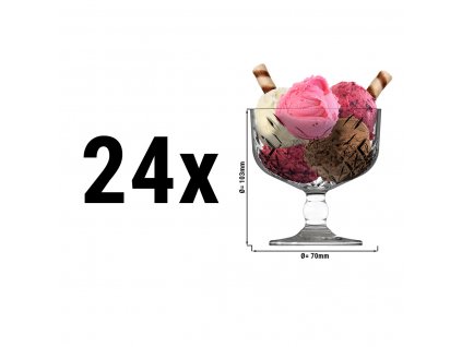(24 kusov) Nadčasový pohár na zmrzlinu - sklo - 0,25 litra