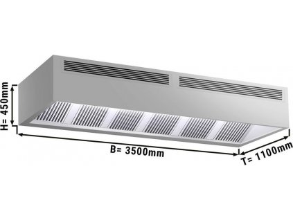 Indukční stropní digestoř  - 3,5 m - s filtrem a LED lampou