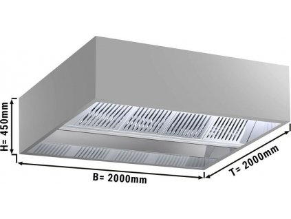 Indukční stropní digestoř - 2,0 m - s filtrem a LED lampou