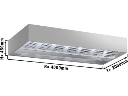 Indukční stropní digestoř  - 4,0 m - s filtrem a LED lampou