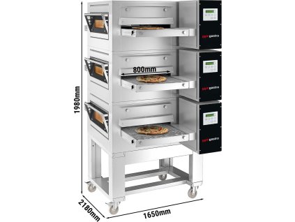(3 Kusy) Elektrické průchozí pece - 1670x2150mm - digitální - šířka pásu: 800mm - vč. podstavce