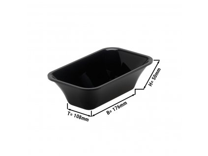 Obdélníková prezentační nádoba GN 1/9 - černá - bez BPA - 176 x 108 x 50 mm | Nádoba na maso | Prezentační nádoba| Nádoba na pokrmy | Mísa | Přípravná nádoba