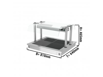 Instalační ohřevná deska - 0,8m - 2x GN 1/1 - se skleněnou zábranou proti kýchání