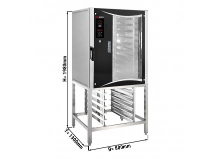 Bakery Combi Steamer - Digital - 10x EN 800x400 - incl. Underframe with tray holder & Washing system