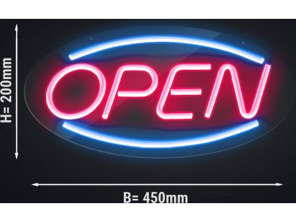 LED světelná cedule - OPEN - červená/modrá - 450x220mm