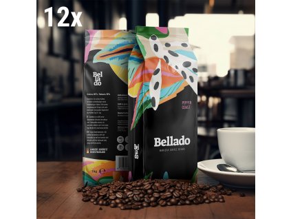 (12x) BELLADO | Kávová zrna "Pepper Coast" - 1 kg - 80% Arabica a 20% Robusta