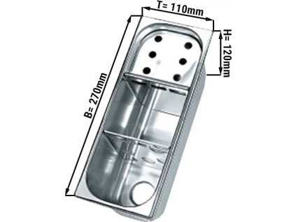 Oplachovač porcovaček zmrzliny - 270X110X120 mm - CNS - 2 otvory ve spodní části