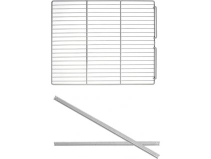 Nerezové lišty 1x levá a 1x pravá (645 mm) s plastifikovanou nosnou mřížkou - GN 2/1 - 650 x 535 mm