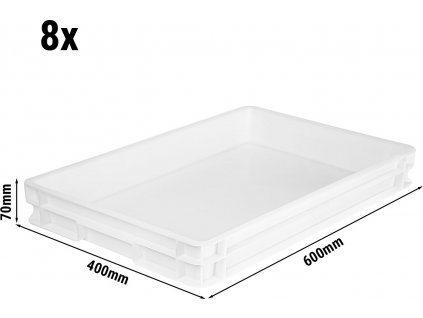 (Set) 8x Dough container, white, B600xT400xH70mm