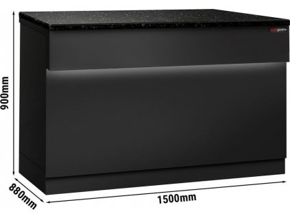 Pokladna - stůl na pokladnu - 1500 mm - černé čelo - černá žula pracovní deska