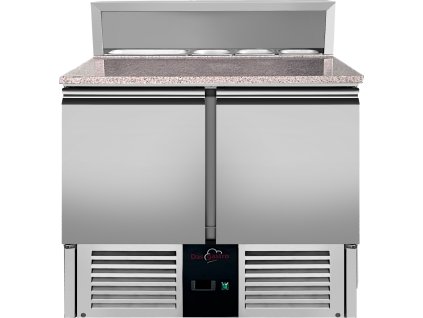 Cooling table with salad and granite top - 0.9 x 0.7 m - with 2 doors