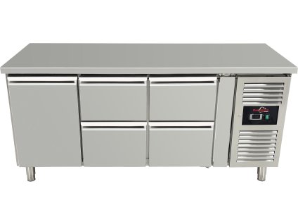 Refrigerated table, 4 drawers and 1 door on the left