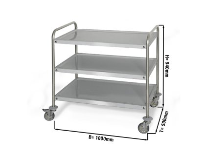 Servírovací vozík 1,0 x 0,5m - se 3 policemi