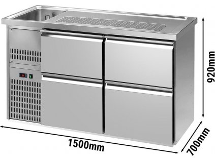 Pivní pult  - 1,5 x 0,7 m - se 4 zásuvkami 2/5 a 3/5