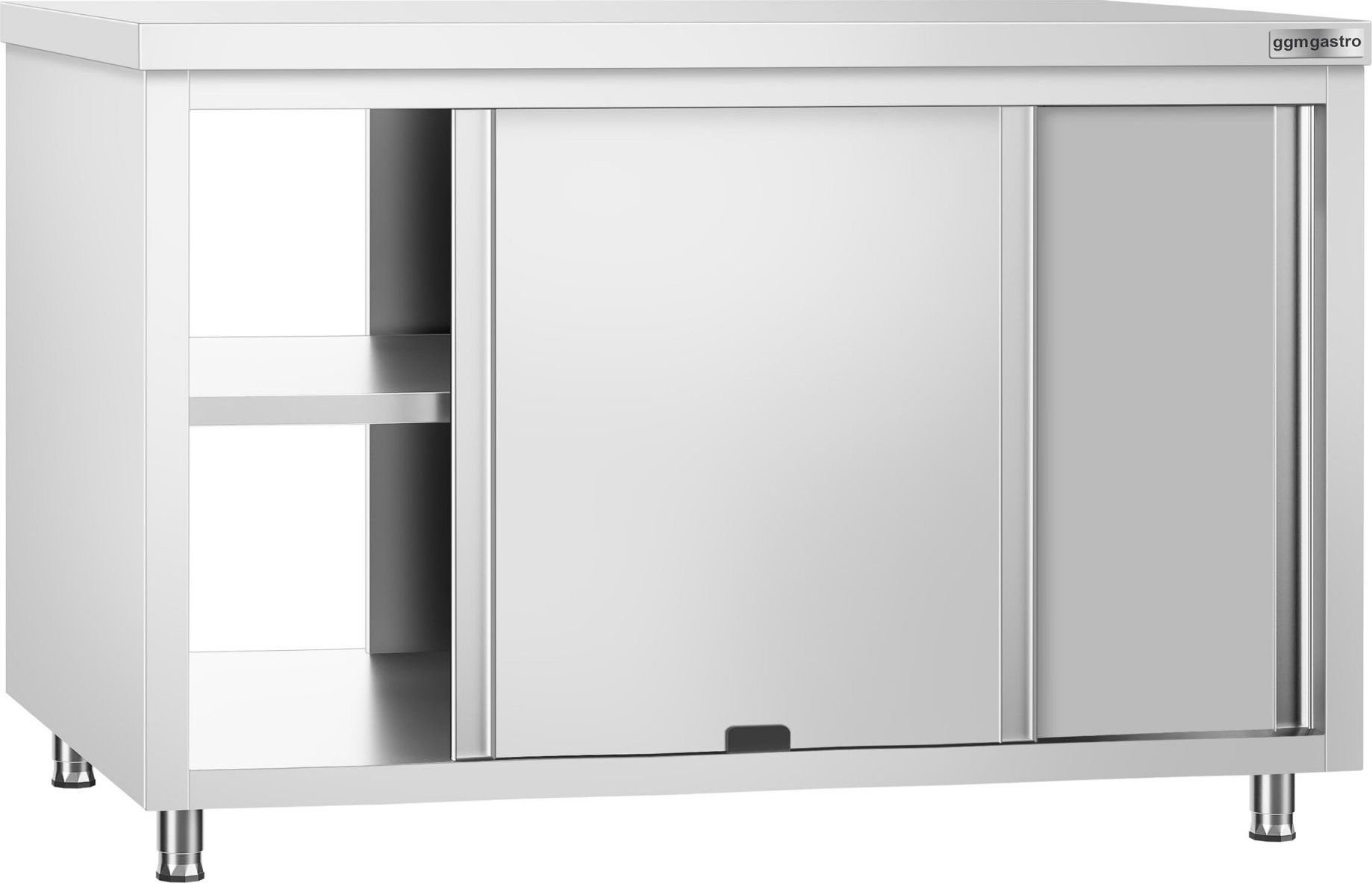 Nerezová pracovní skříňka PREMIUM - 1400 × 600 mm - s průchodkou