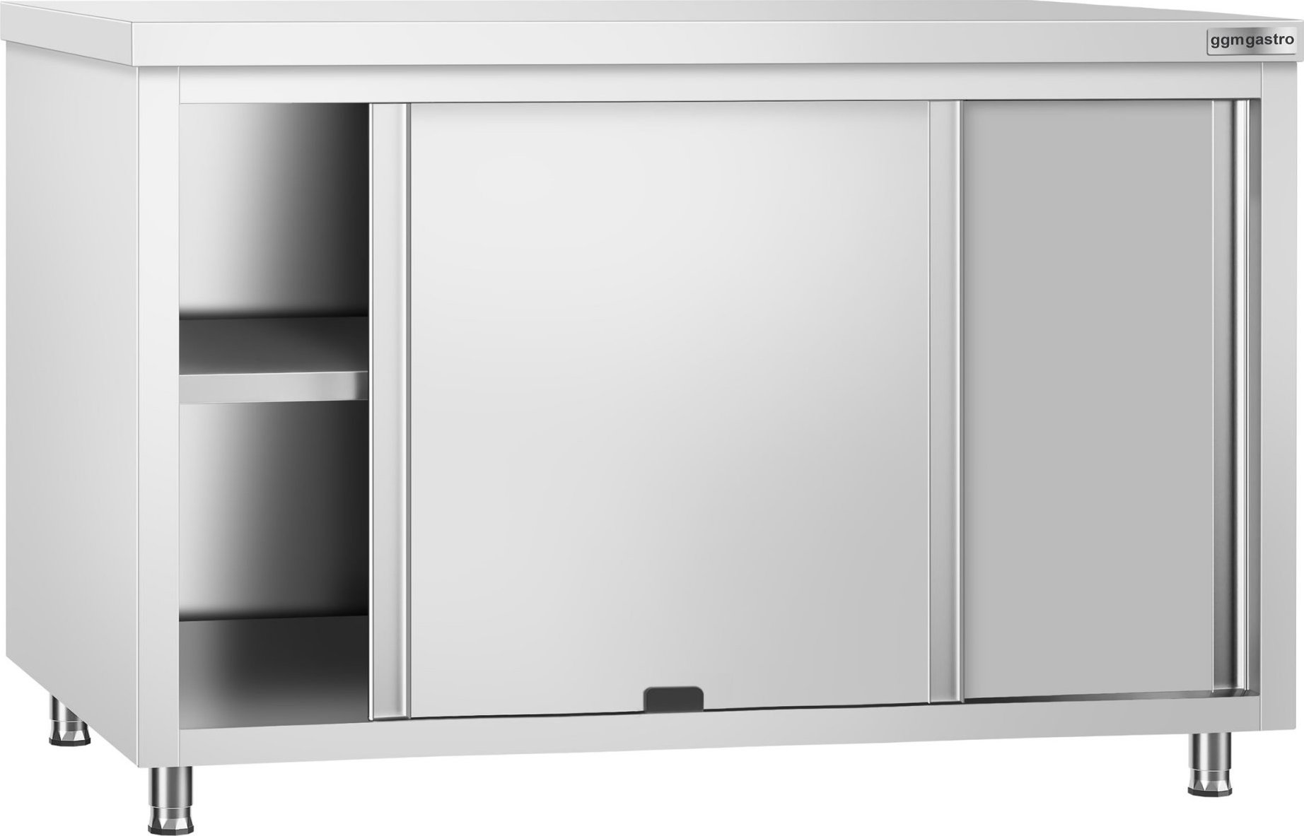 Nerezová pracovní skříňka PREMIUM - 1400 × 600 mm - s průchodkou