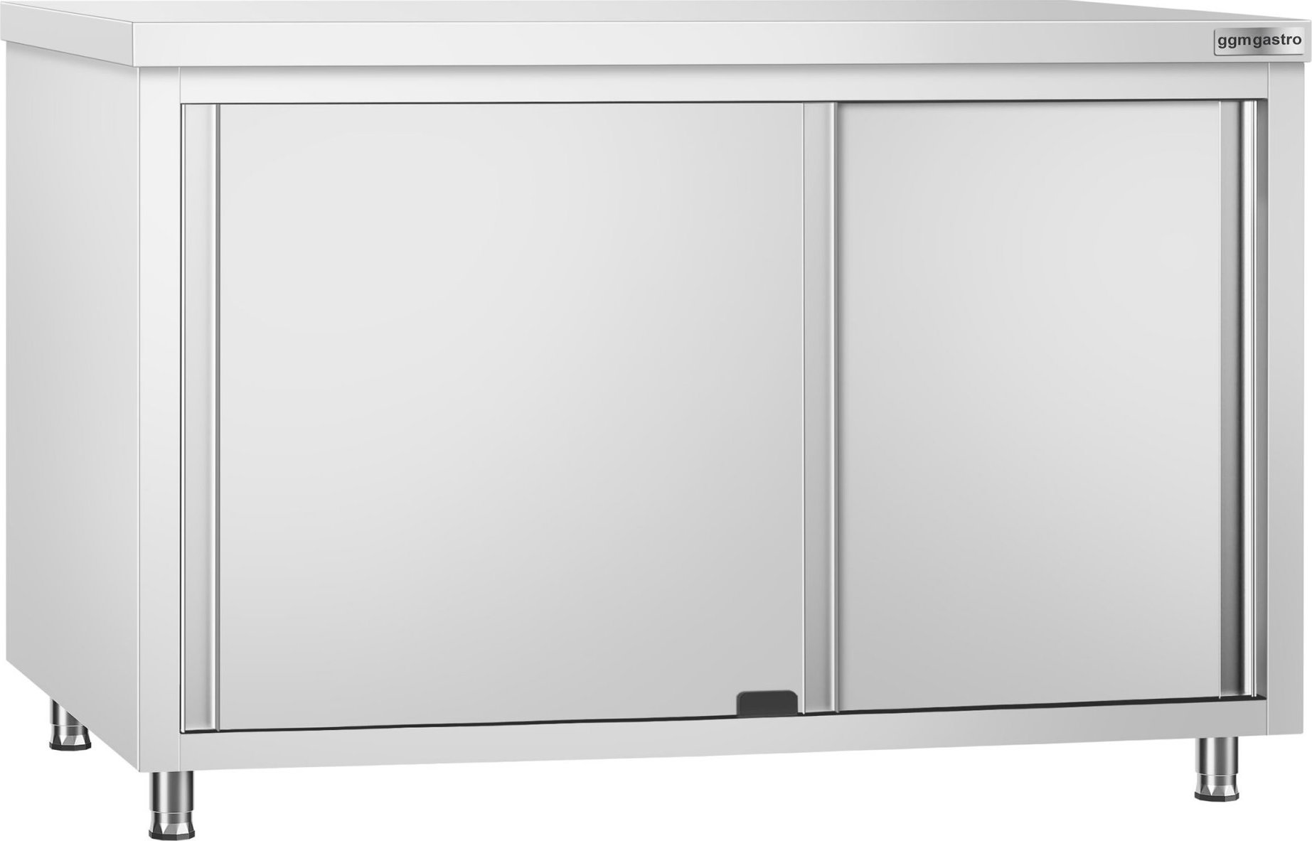 Nerezová pracovní skříňka PREMIUM - 1400 × 600 mm - s průchodkou