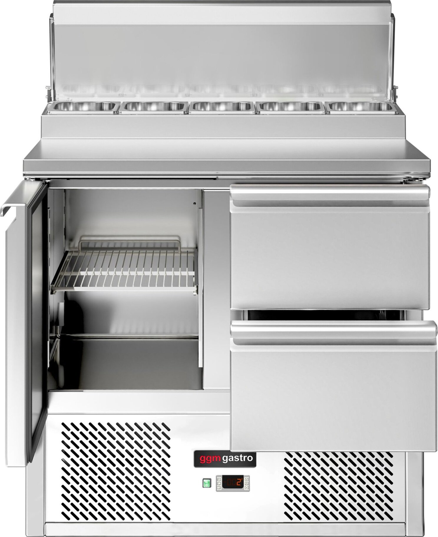 Přípravný stůl Mini ECO - 900 mm - 1 dveře & 2 zásuvky - Pro 5× GN 1/6