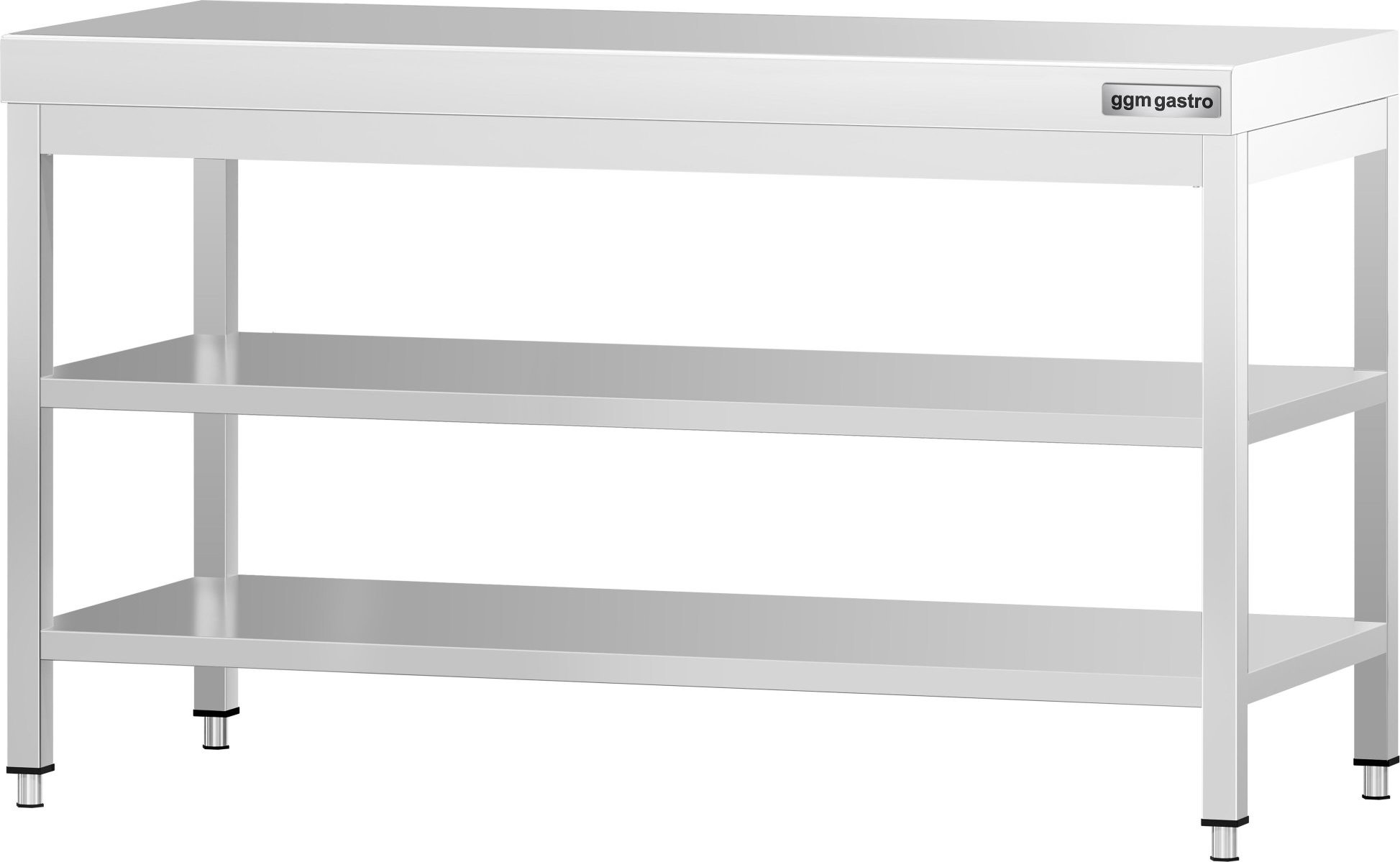 Nerezový pracovní stůl PREMIUM - 1500x700 mm - se spodní policí a střední policí