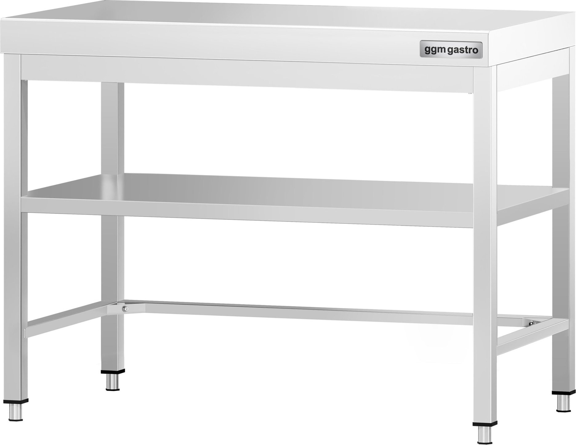 Nerezový pracovní stůl PREMIUM - 800x600 mm - se spodní policí & vyztužením