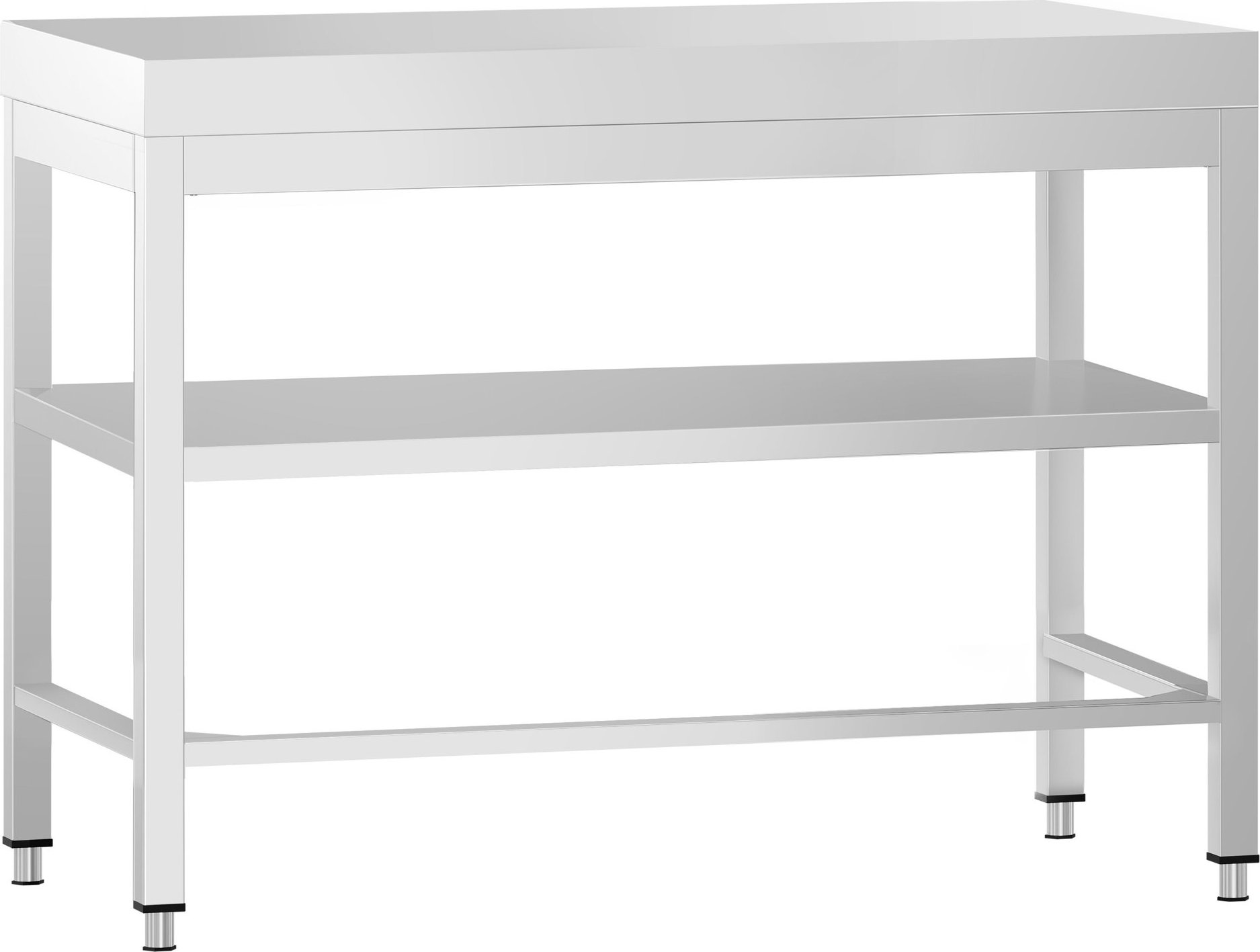 Nerezový pracovní stůl PREMIUM - 800x600 mm - se spodní policí & vyztužením