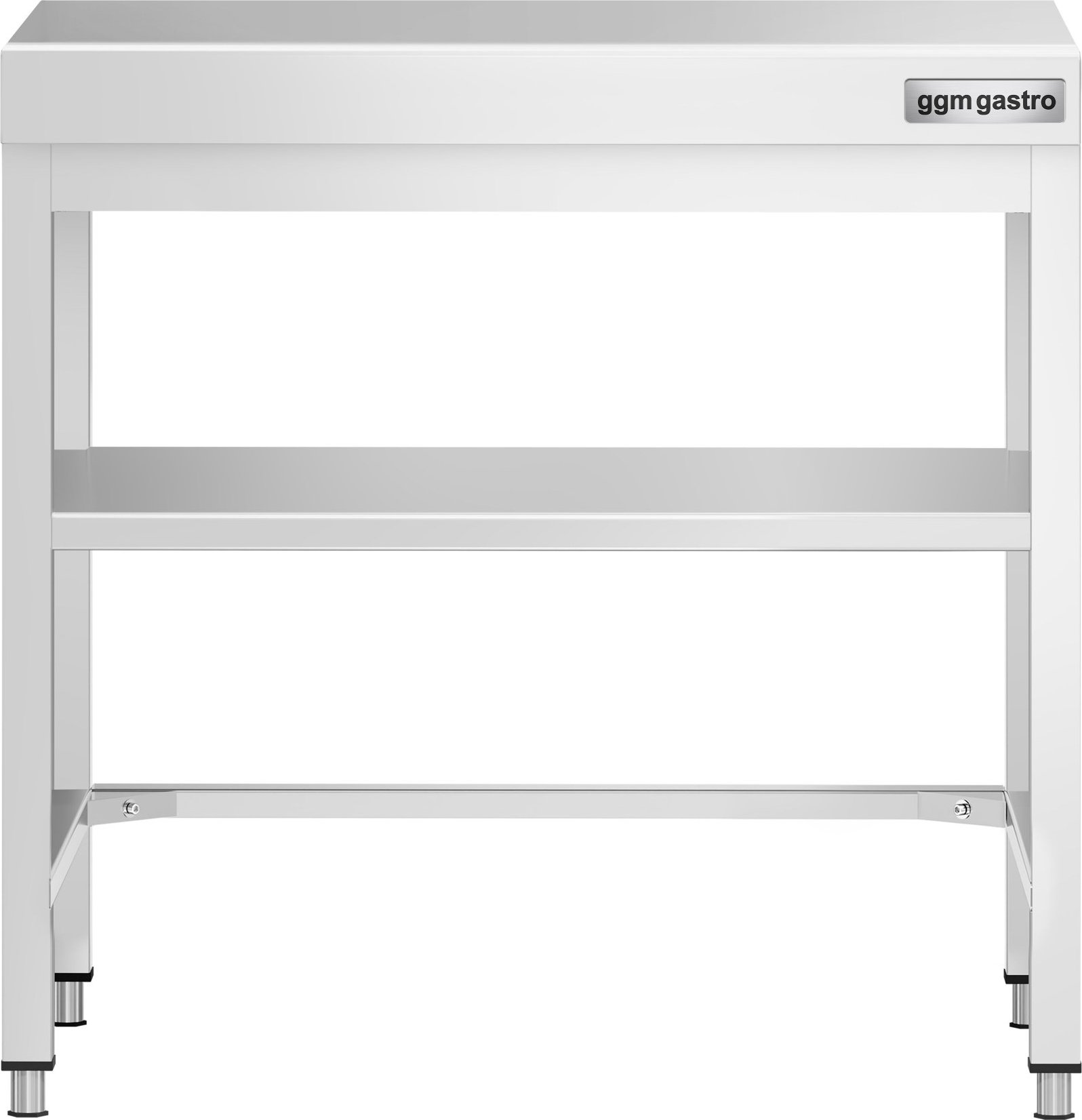 Nerezový pracovní stůl PREMIUM - 600x600 mm - se spodní policí a vyztužením