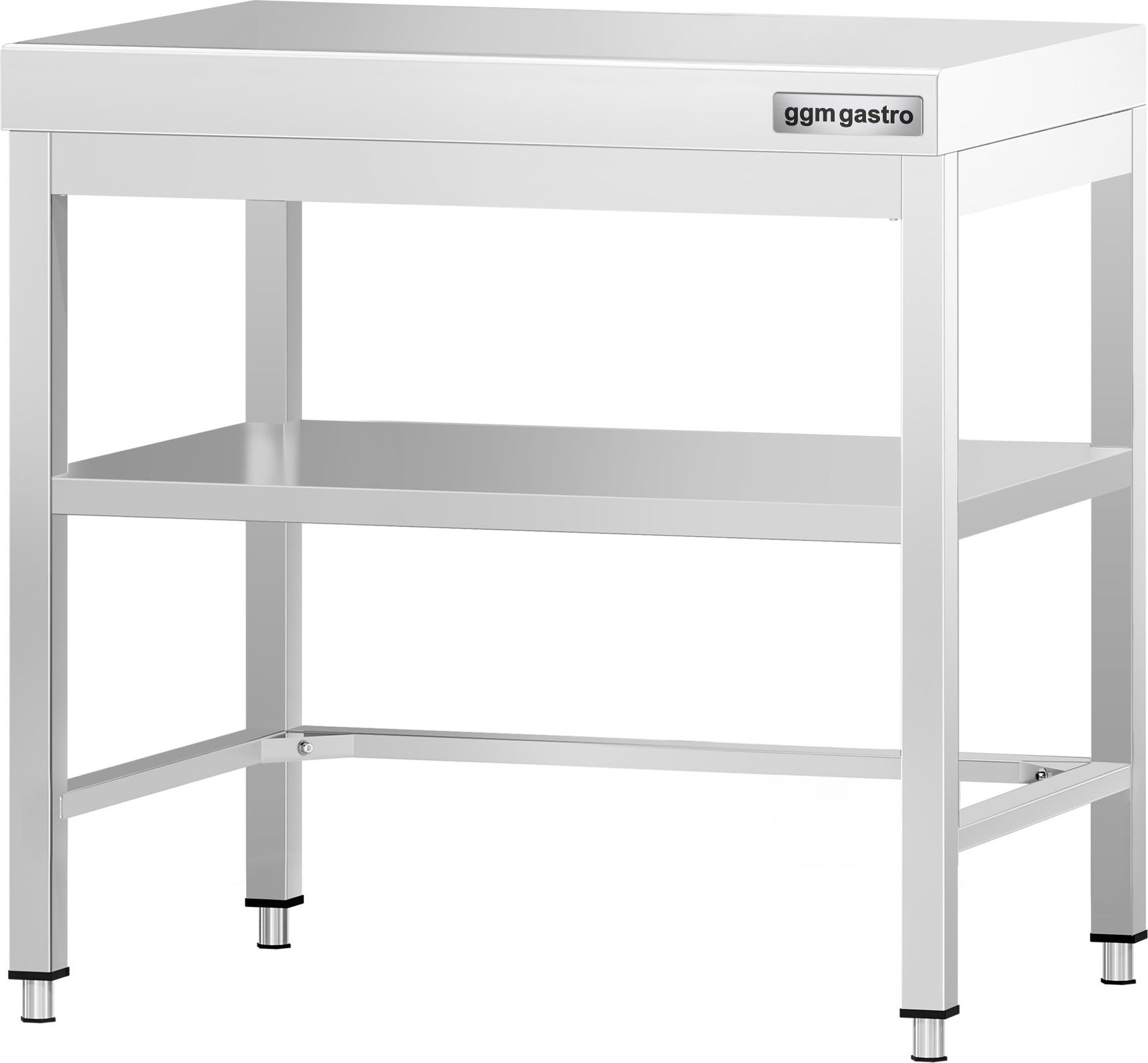 Nerezový pracovní stůl PREMIUM - 600x600 mm - se spodní policí a vyztužením