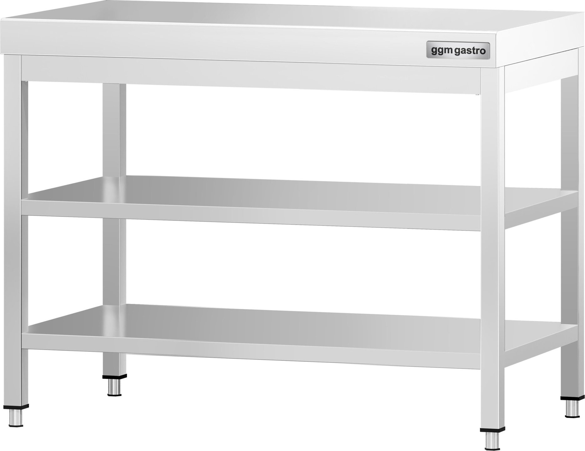 Nerezový pracovní stůl PREMIUM - 800x600 mm - se spodní policí & mezipolicí