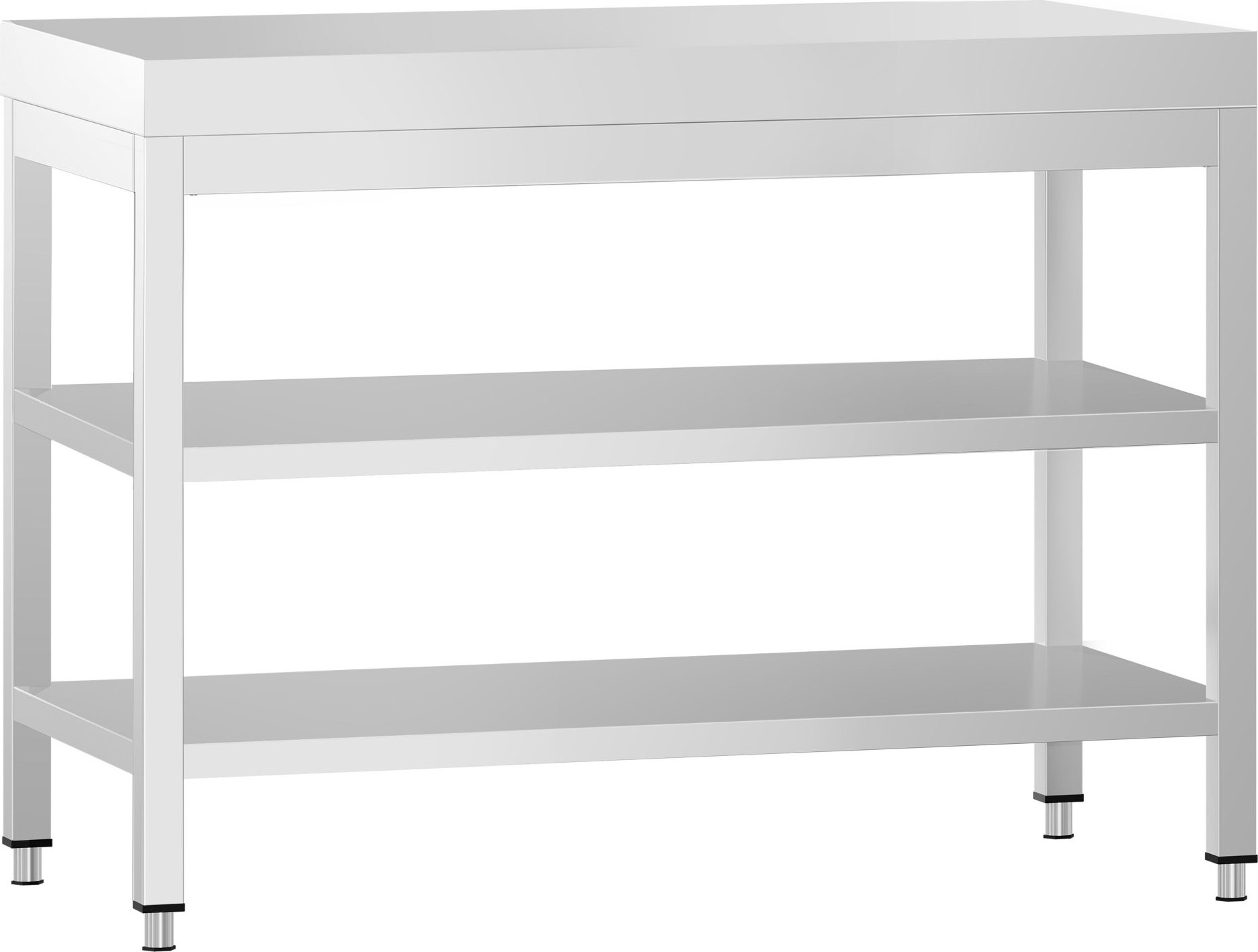 Nerezový pracovní stůl PREMIUM - 800x600 mm - se spodní policí & mezipolicí